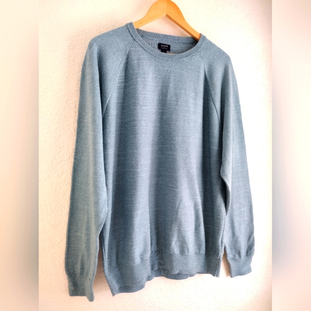 J.Crew Men's Soft Teal Crewneck Sweater - Picture 3 of 5
